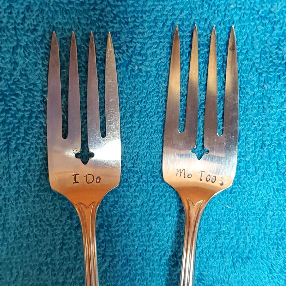 I DO Wedding Fork Set Anniversary Couple Decor Farmhouse